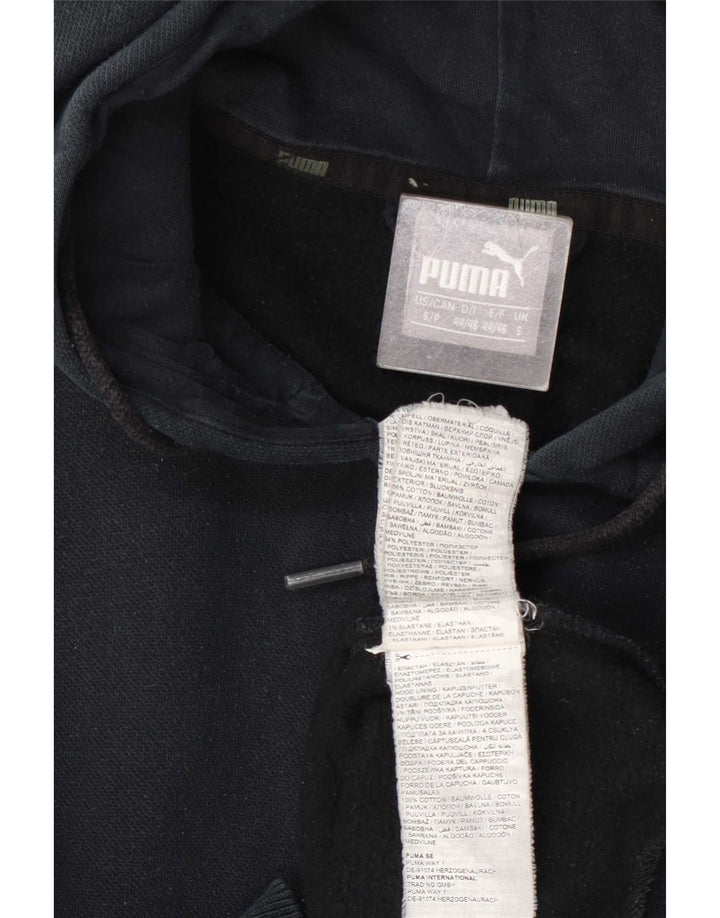 Felpa con cappuccio e zip da uomo Puma Small in cotone blu navy