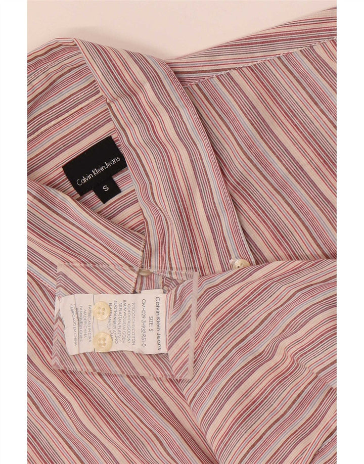 Camicia da uomo Calvin Klein Jeans piccola in cotone a righe multicolore