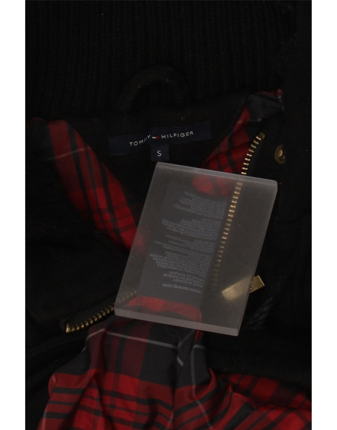 Montgomery con cappuccio da donna Tommy Hilfiger UK 10 piccolo in lana vergine nera