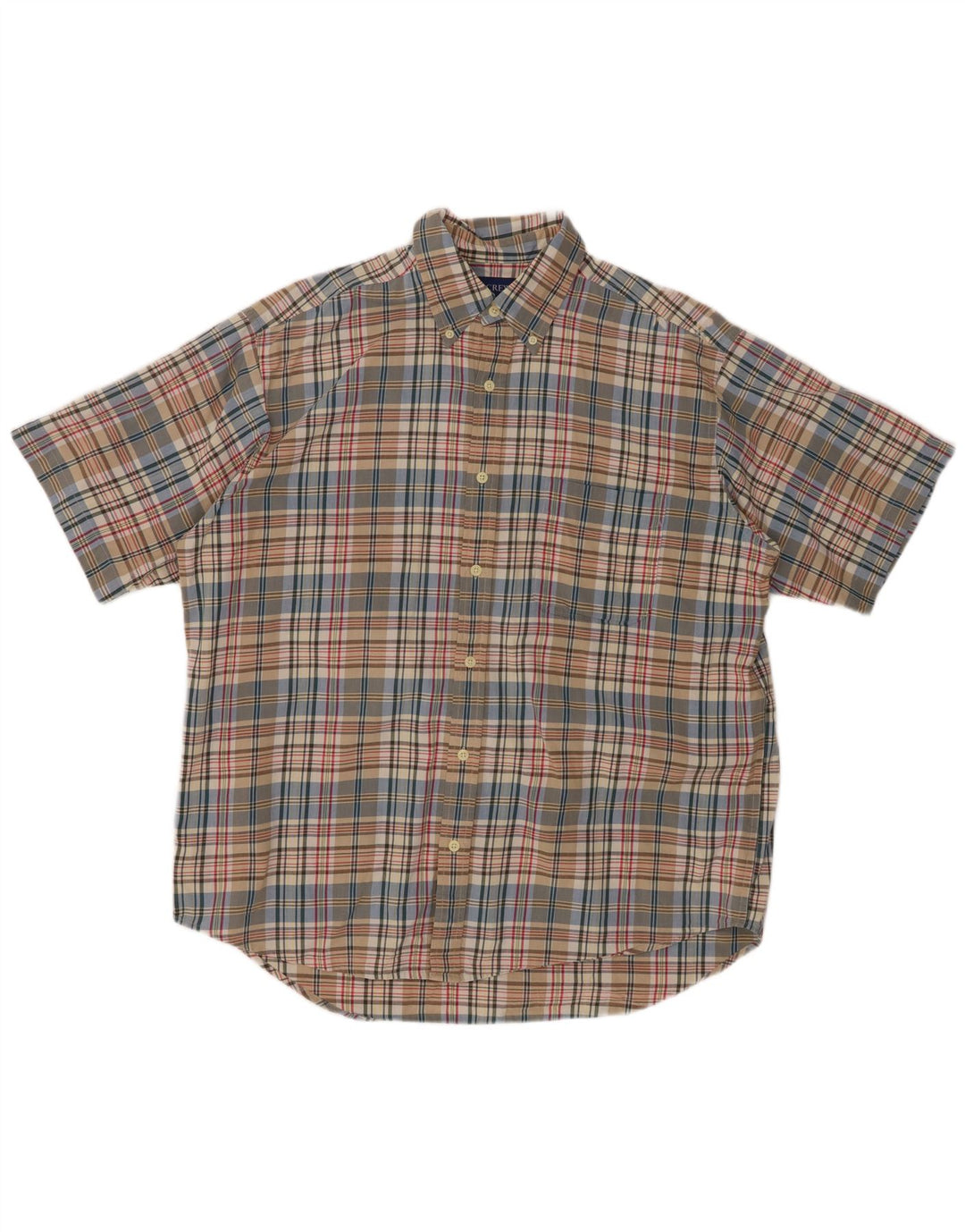 J. CREW Camicia a maniche corte da uomo in cotone a quadri multicolore medio