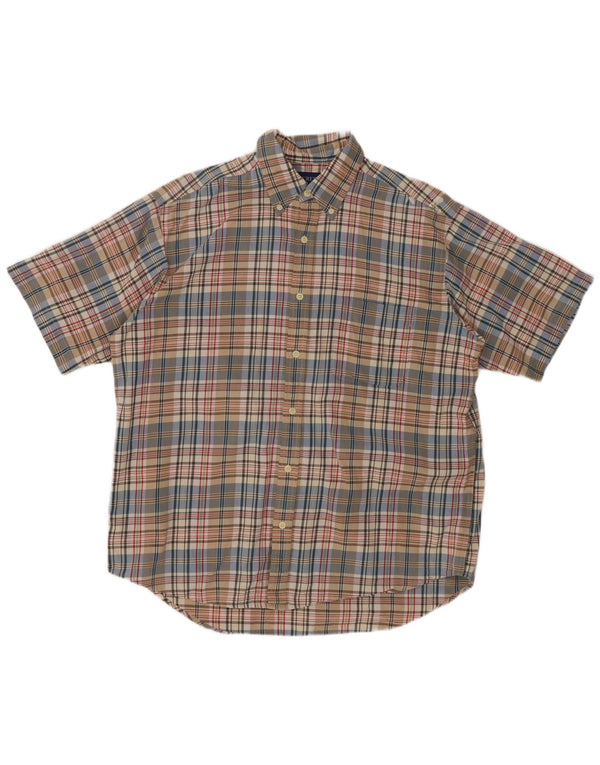 J. CREW Camicia a maniche corte da uomo in cotone a quadri multicolore medio