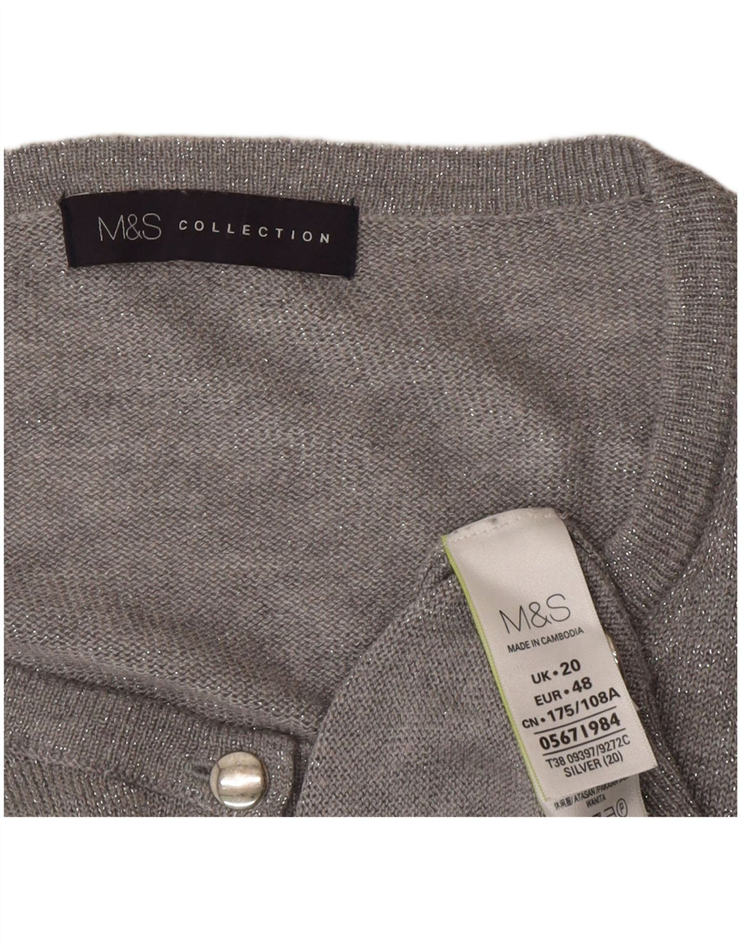 Maglione cardigan da donna Marks & Spencer UK 20 2XL Poliammide grigio