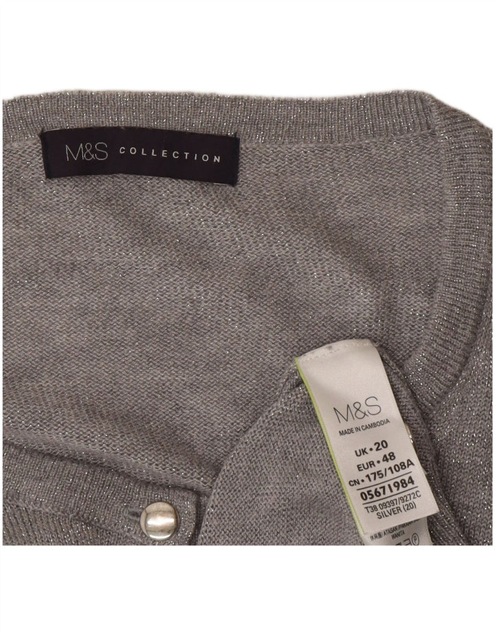 Maglione cardigan da donna Marks & Spencer UK 20 2XL Poliammide grigio