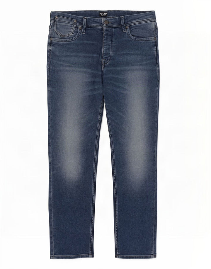 Jack & Jones Uomo Tim Slim Jeans W32 L30 Cotone Blu