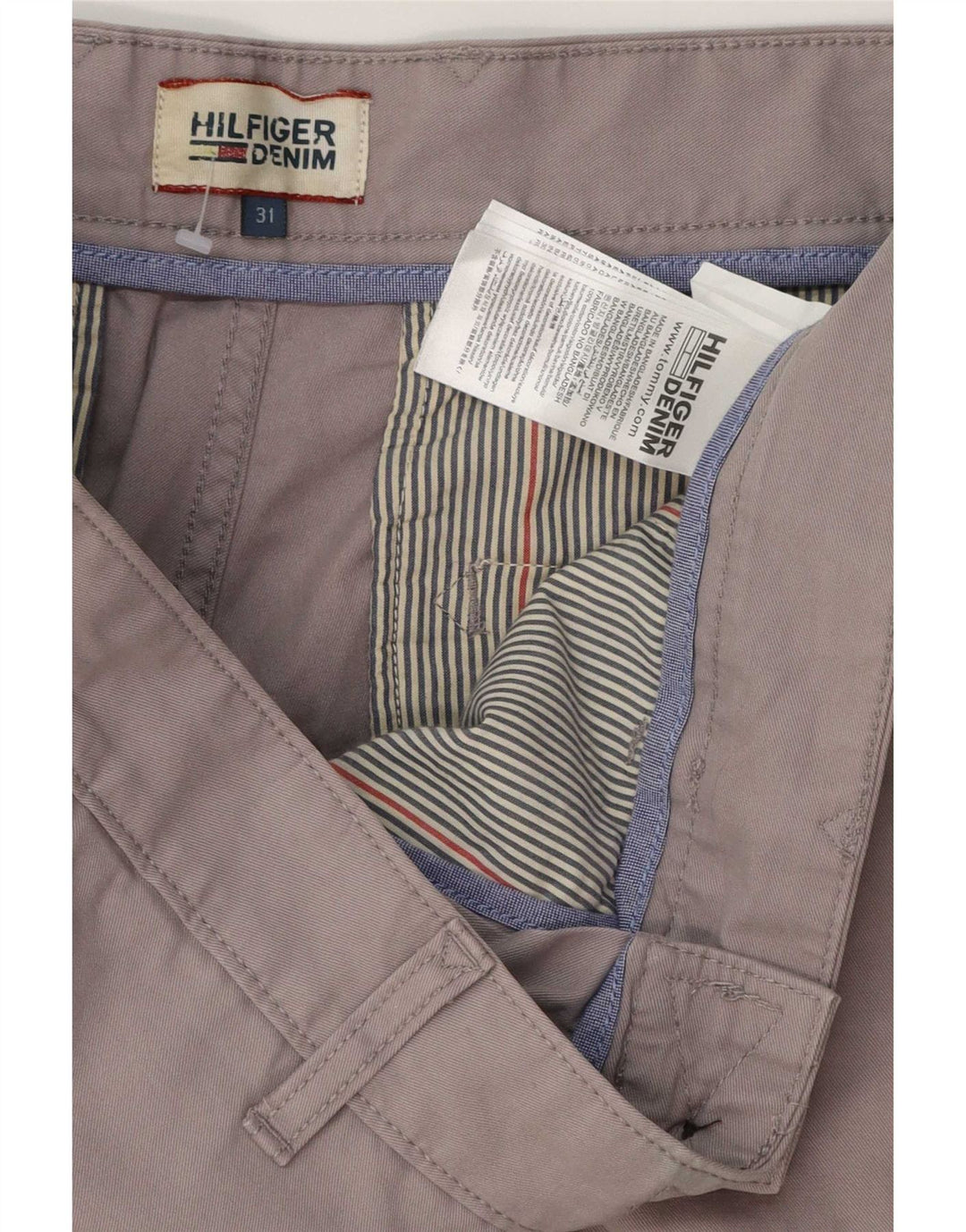 Pantaloncini chino da uomo Tommy Hilfiger W31 cotone grigio medio