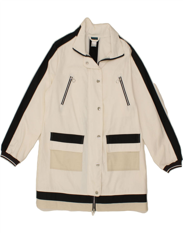 CREATION Womens Overcoat UK 14  Large Off White Colourblock Cotton Vintage Creation and Second-Hand Creation from Messina Hembry 