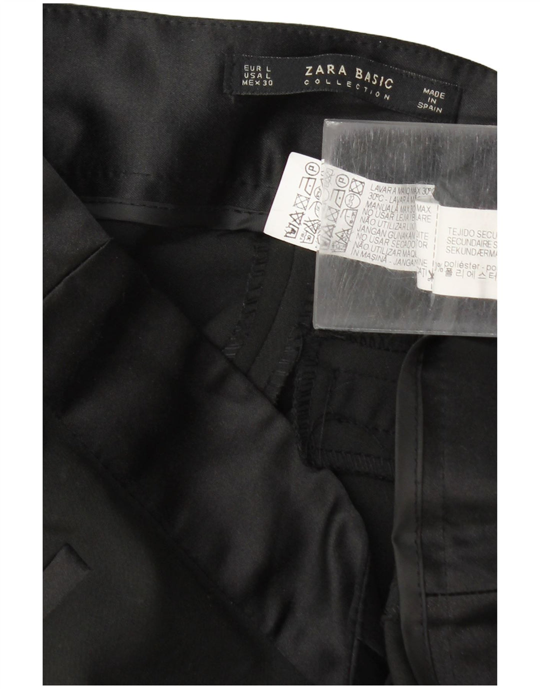 Pantaloni casual slim da donna Zara grandi W30 L29 poliestere nero