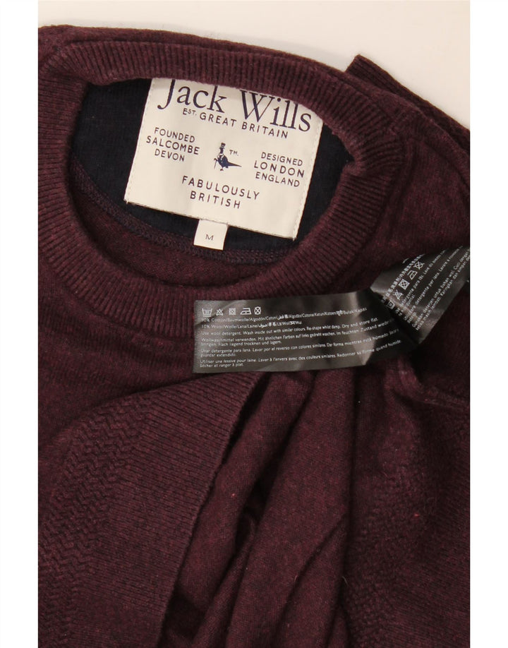 Maglione maglione girocollo da uomo Jack Wills in cotone bordeaux medio
