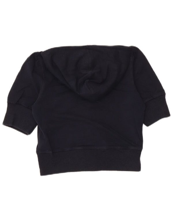 Top corto con cappuccio a maniche corte da donna Ralph Lauren UK 12 medio blu navy