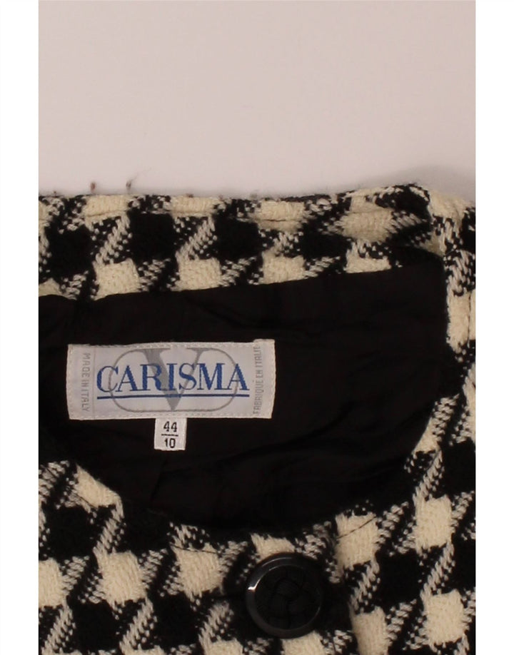 CARISMA Womens 4 Button Blazer Jacket IT 44 Medium Black Houndstooth Vintage Carisma and Second-Hand Carisma from Messina Hembry 