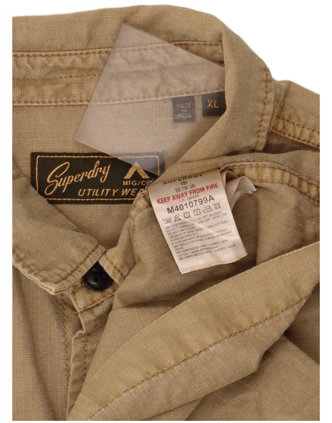 Camicia da uomo Superdry XL in cotone beige