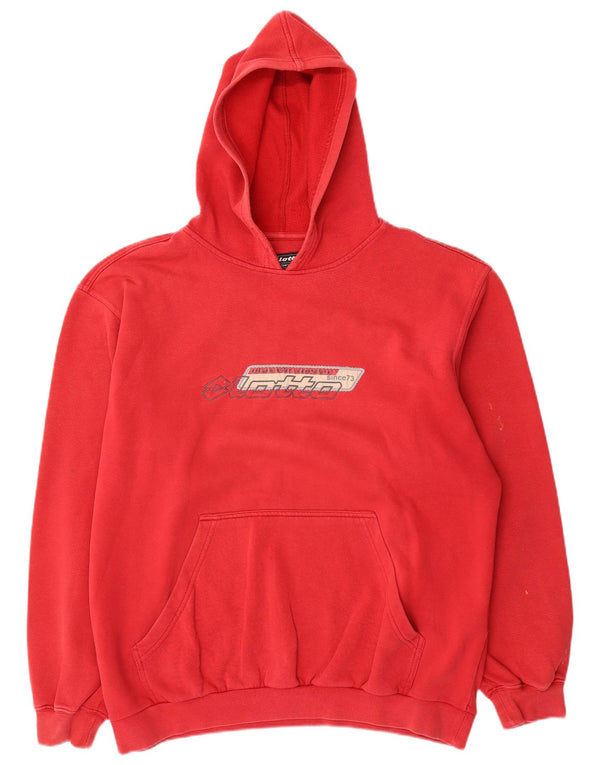 Maglione con cappuccio grafico da uomo Lotto UK 42/44 XL Rosso