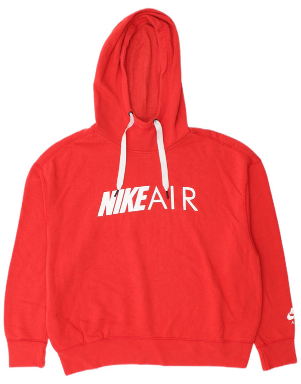 Felpa con cappuccio oversize Nike Air Graphic da donna UK 10 piccola in cotone rosso
