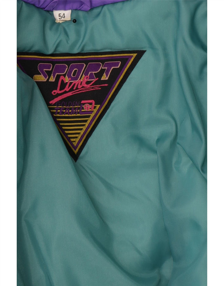 Giacca da sci grafica vintage da uomo IT 54 2XL Blu Colourblock in poliammide
