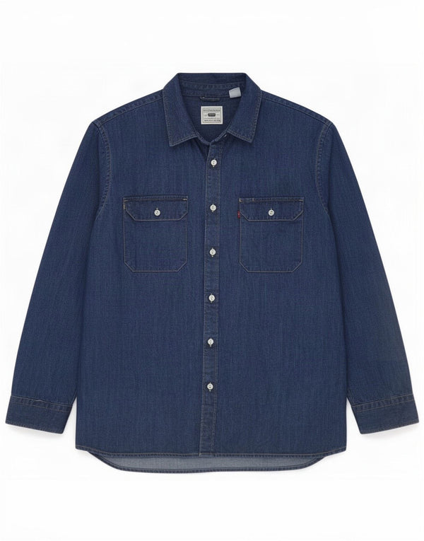 Camicia in denim dalla vestibilità rilassata da uomo Levi's XL in cotone blu navy