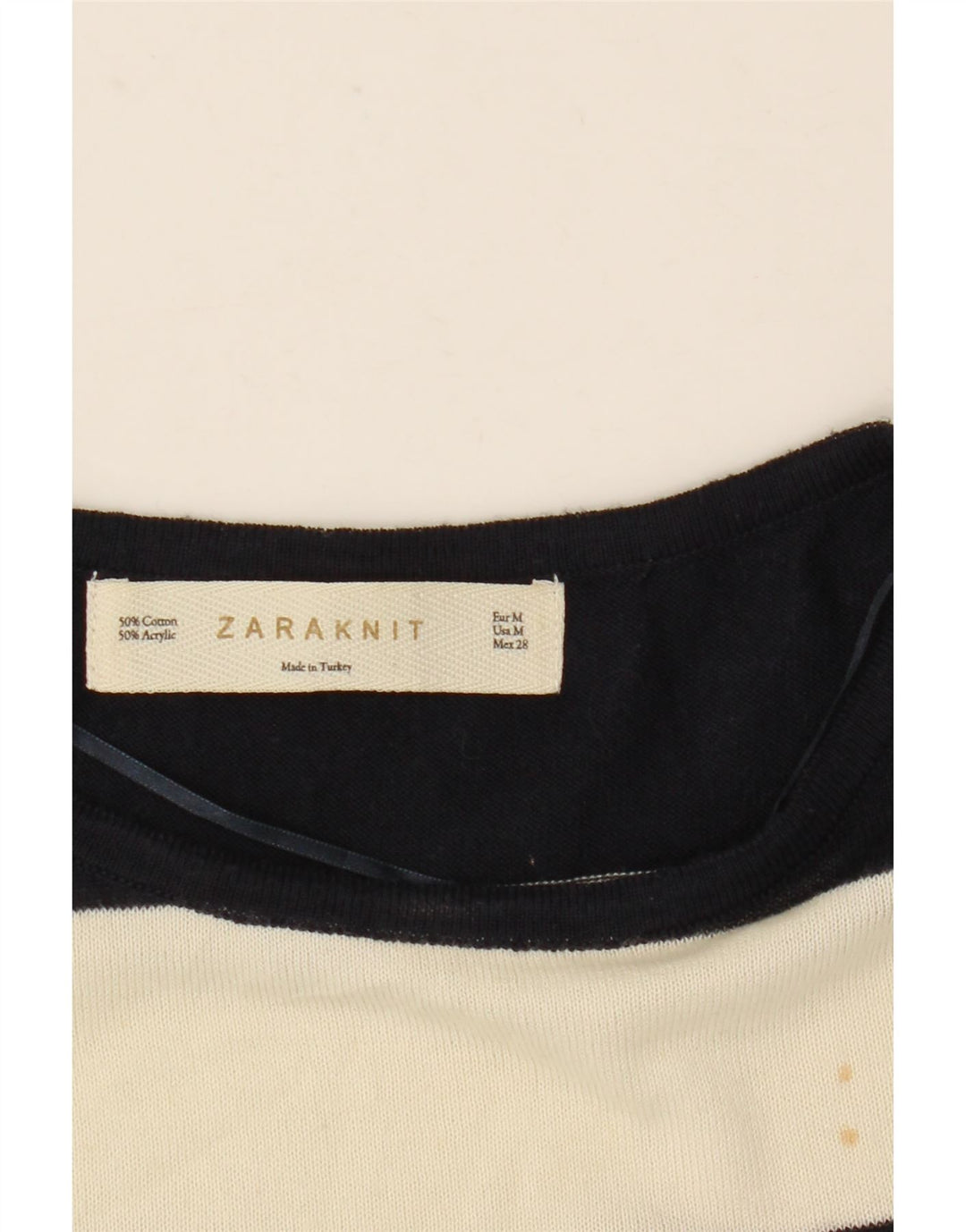 Top Zara da donna, camicetta oversize a mezza manica, UK 12, a righe bianche medie
