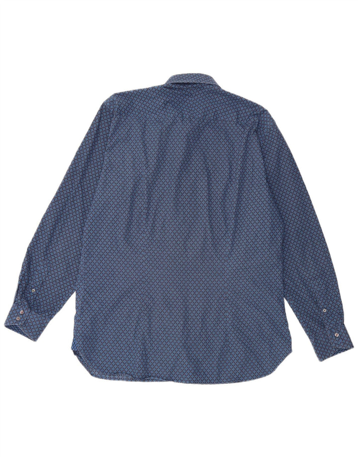 Camicia da uomo Ted Baker taglia 16 1/2 grande cotone geometrico blu
