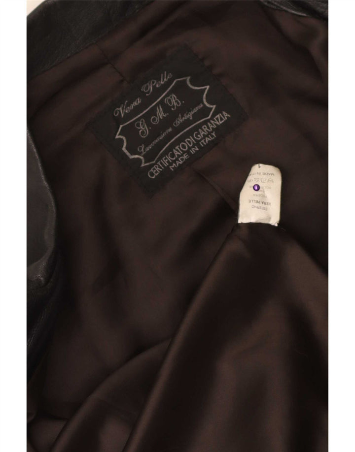 Giacca in pelle vintage da uomo UK 38 media nera