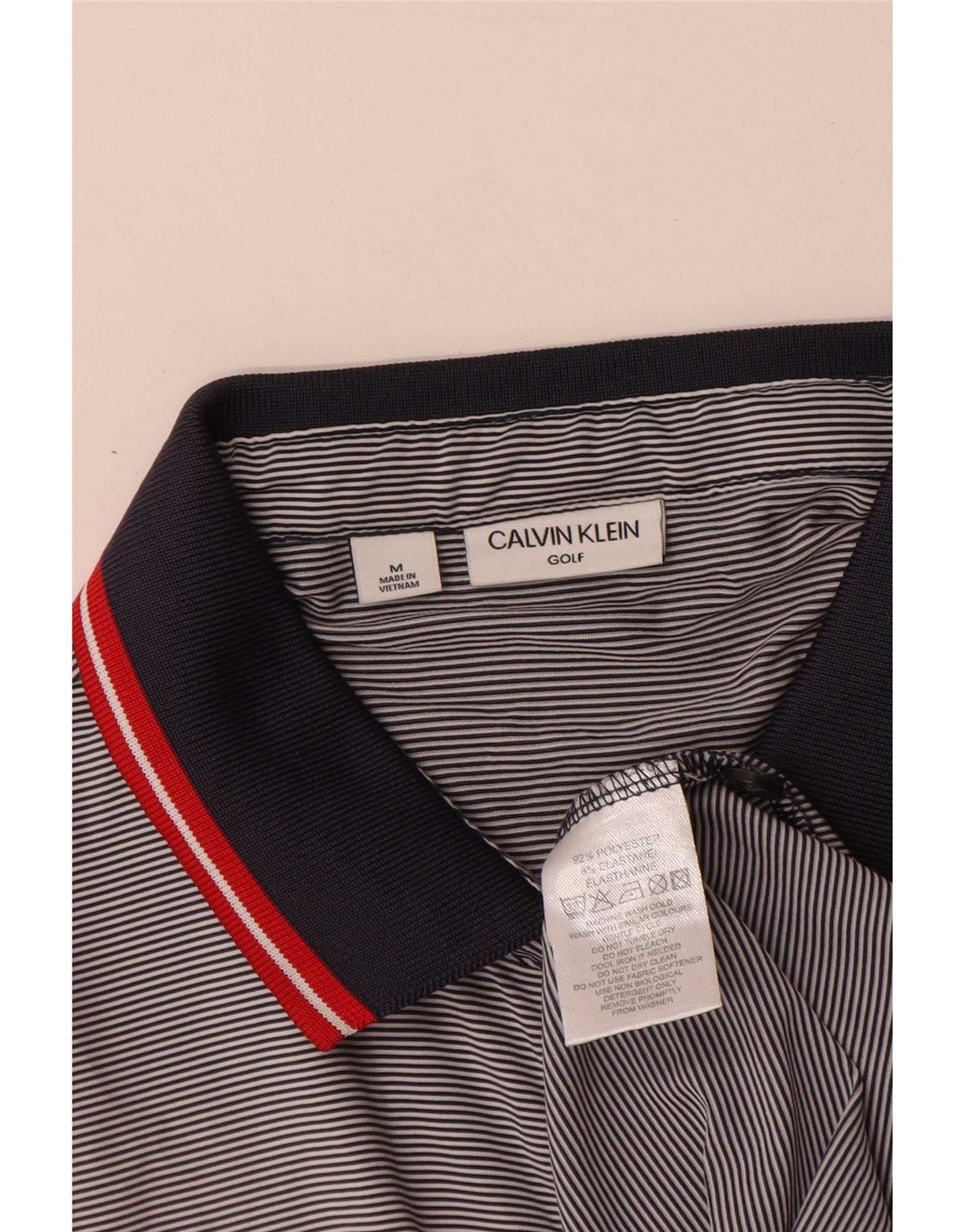 Polo da uomo Calvin Klein in poliestere gessato grigio medio