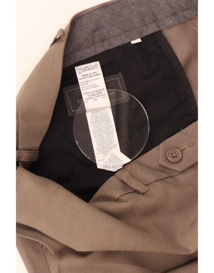 Pantaloni da abito vestibilità regolare Marks & Spencer da uomo W42 L29 Poliestere beige
