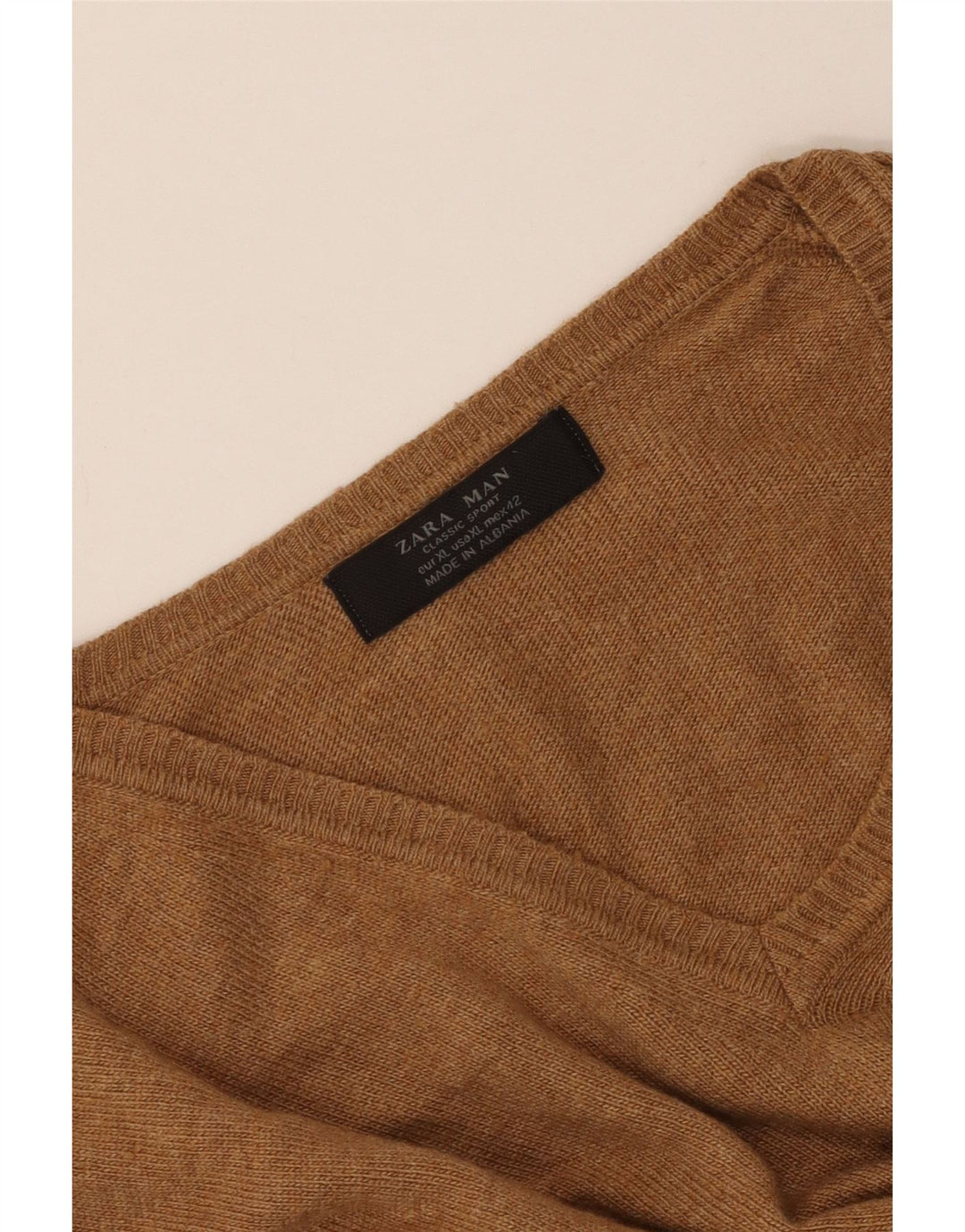 Maglione ZARA da uomo con scollo a V XL Marrone