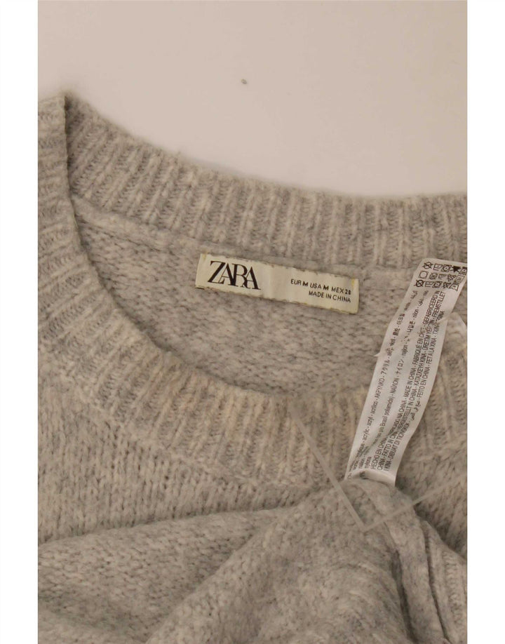 Maglione maglione oversize con scollo a barca da donna Zara UK 14 Acrilico grigio medio