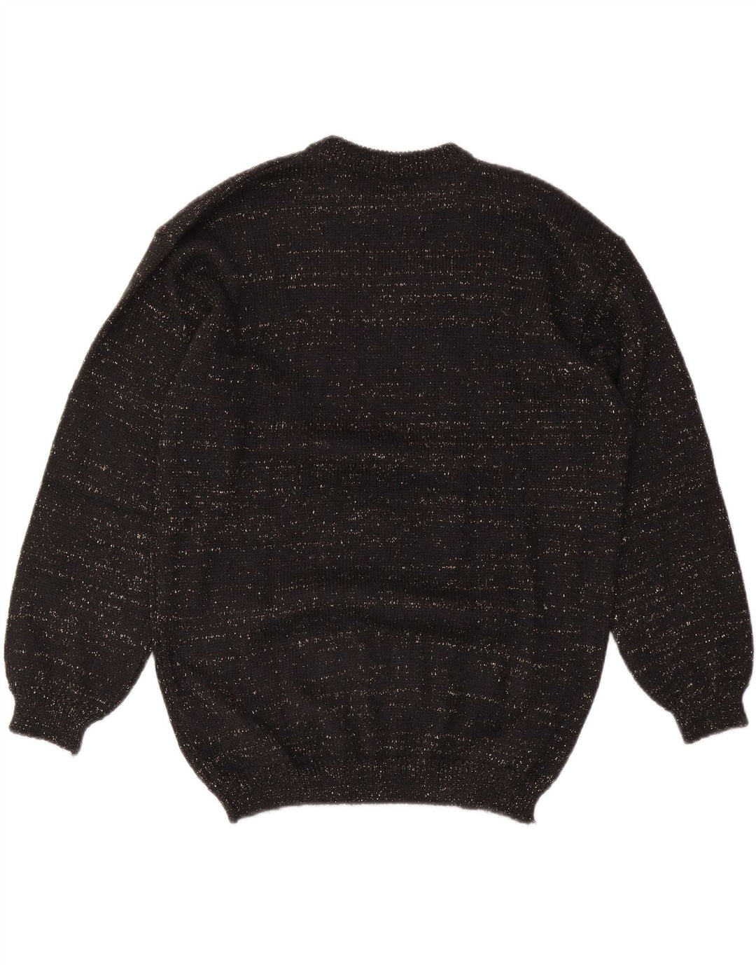 Maglione maglione girocollo da donna VINTAGE UK 14 medio nero a rombi/diamante