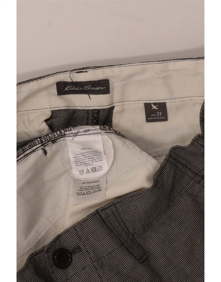 Pantaloncini chino da uomo Eddie Bauer W33 cotone pied de poule grigio medio