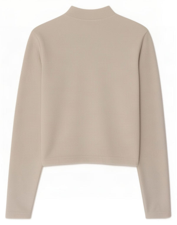 Maglione in pile da donna Nike con collo corto e zip UK 10 piccolo in poliestere bianco sporco
