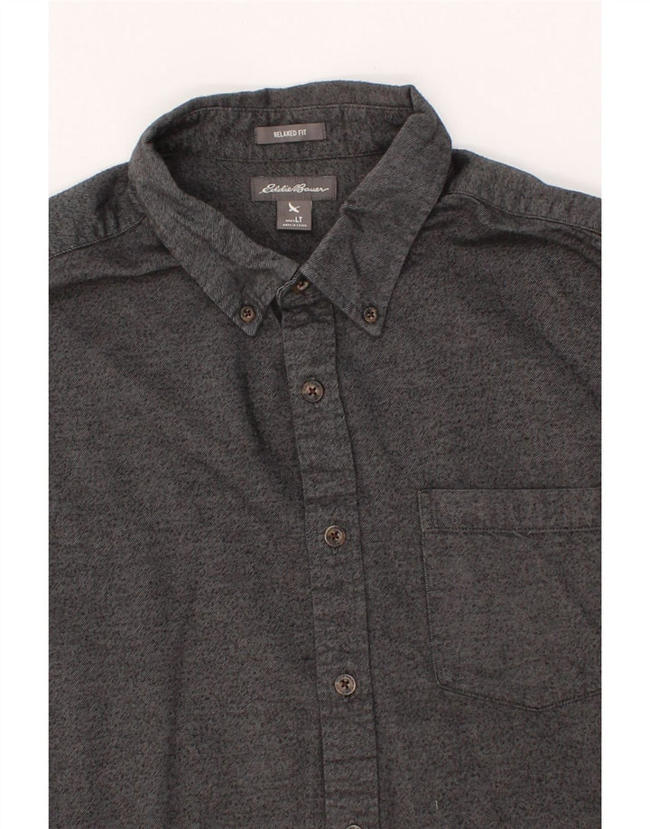 EDDIE BAUER Mens Relaxed Fit Shirt Large Grey Flecked Cotton Vintage Eddie Bauer and Second-Hand Eddie Bauer from Messina Hembry 
