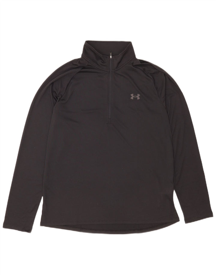 Maglia da uomo Under Armour con zip e collo a maniche lunghe, grande, in poliestere nero