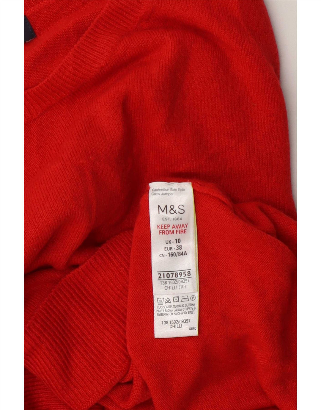 Maglione maglione girocollo da donna Marks & Spencer UK 10 piccolo acrilico rosso