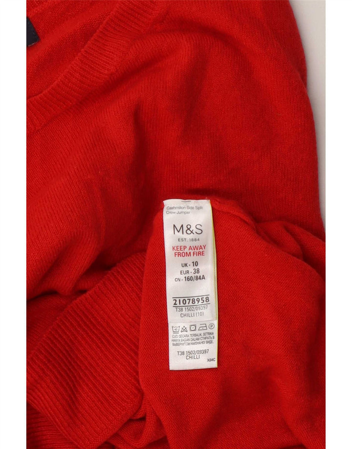 Maglione maglione girocollo da donna Marks & Spencer UK 10 piccolo acrilico rosso