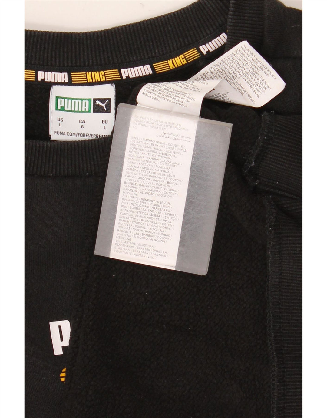 Felpa grafica da uomo Puma Maglione grande in cotone nero