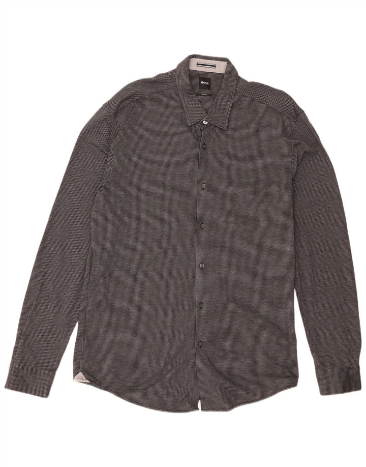 Camicia Hugo Boss da uomo slim fit 2XL pied de poule nera