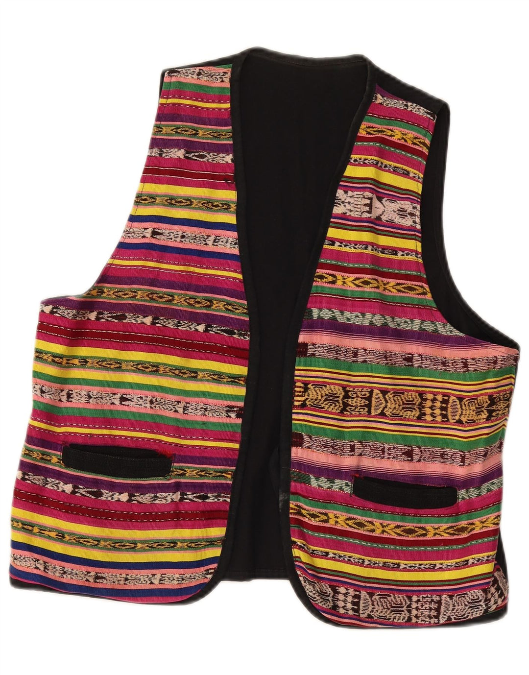 Gilet vintage da donna UK 14 a righe multicolori medie