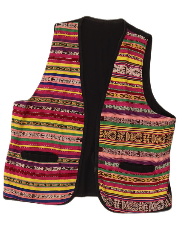 Gilet vintage da donna UK 14 a righe multicolori medie