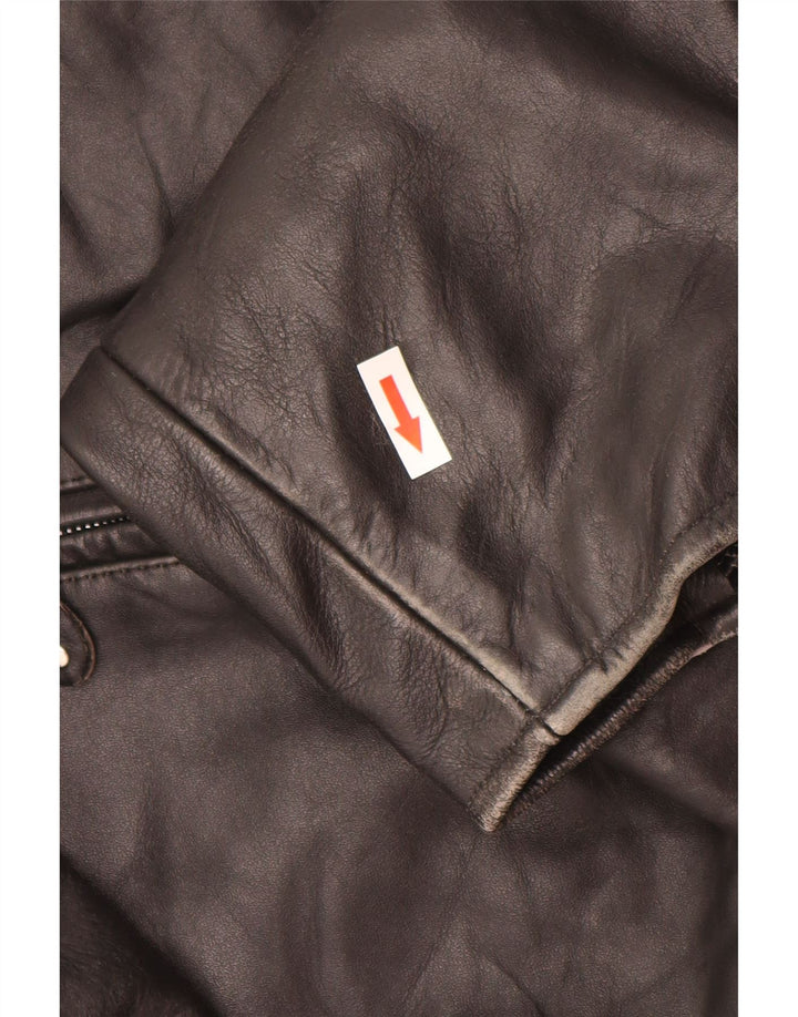Giacca in pelle vintage da uomo UK 44 2XL Pelle nera