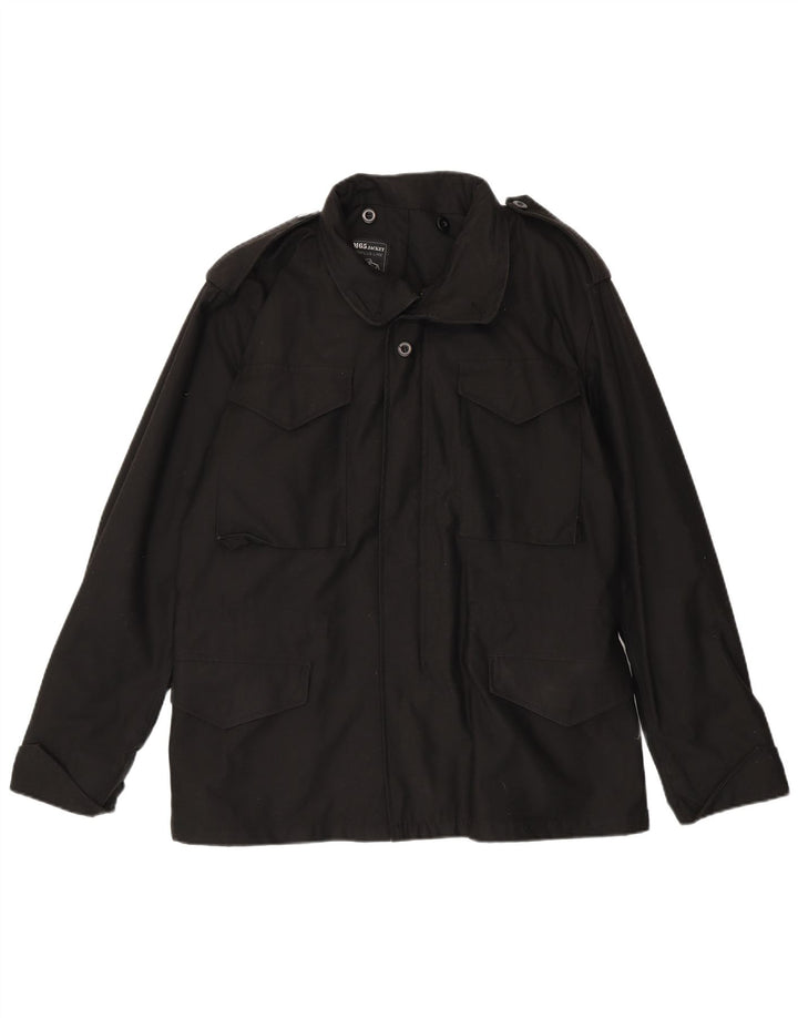 Giacca militare vintage da uomo vestibilità regolare UK 38 cotone nero medio