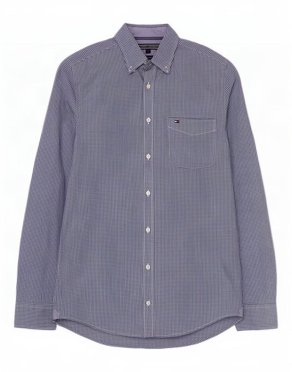 Camicia slim fit da uomo Tommy Hilfiger New York, piccola, in cotone a quadretti blu
