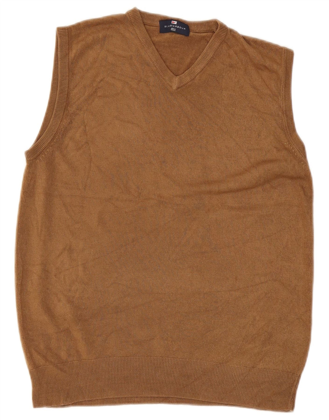 Canotta da uomo Marks & Spencer blu Harbour Vest, acrilico beige medio