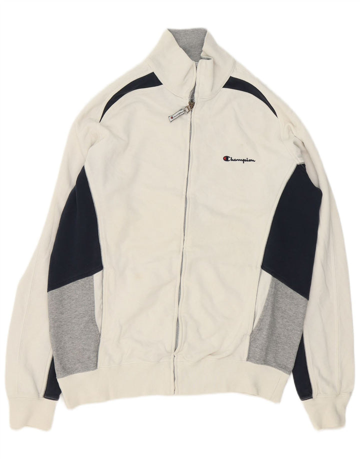 Giacca da tuta da uomo Champion XL in cotone color block bianco