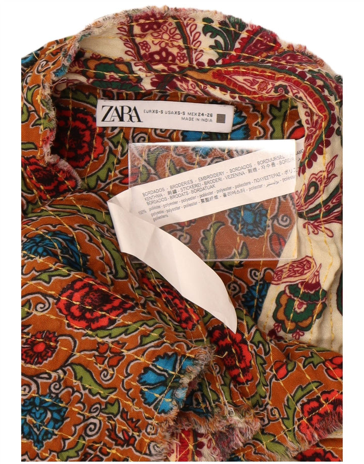 Giubbotto bomber oversize da donna Zara UK 6 XS poliestere Paisley bianco sporco