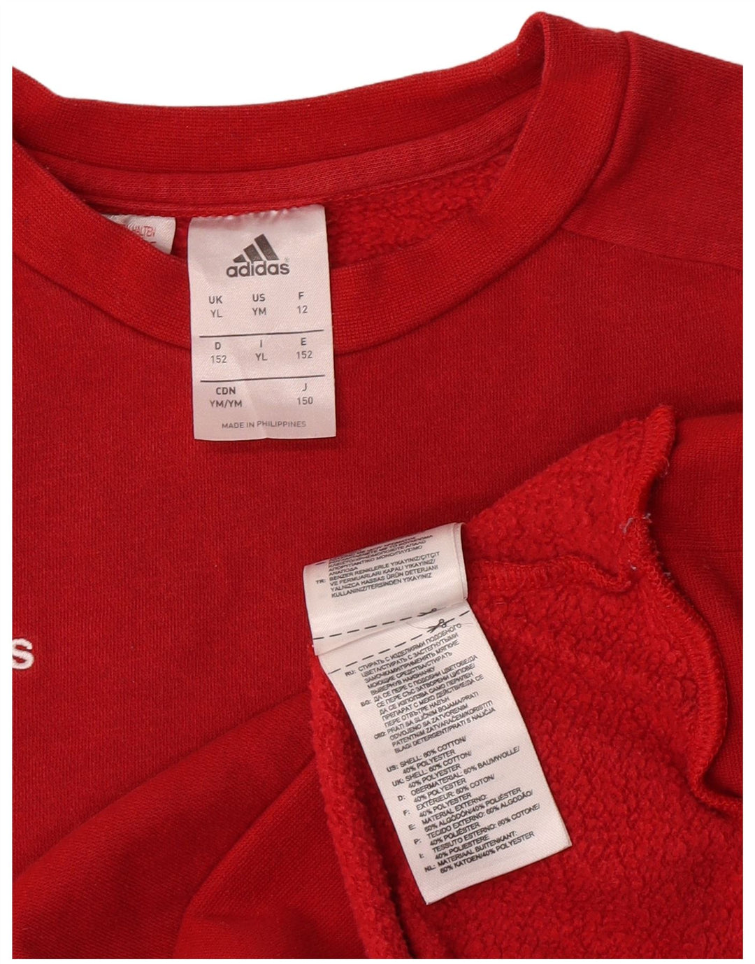 Felpa Adidas Ragazzo Maglione 11-12 Anni Grande Cotone Rosso