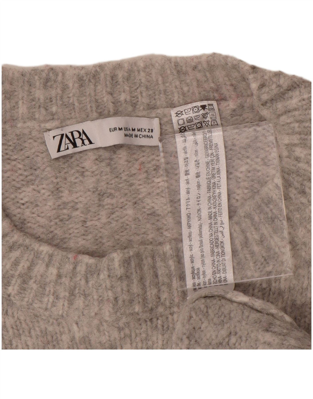 Maglione maglione girocollo oversize da donna Zara UK 14 Grigio medio screziato