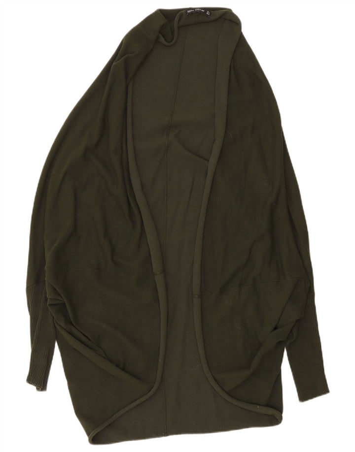 Maglione cardigan aperto oversize lungo da donna Zara UK 14 medio Cachi