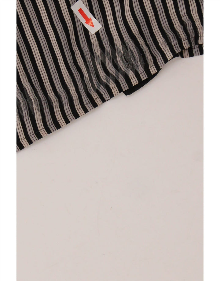 MESSORI Camicia a maniche corte da uomo piccola in seta a righe nere