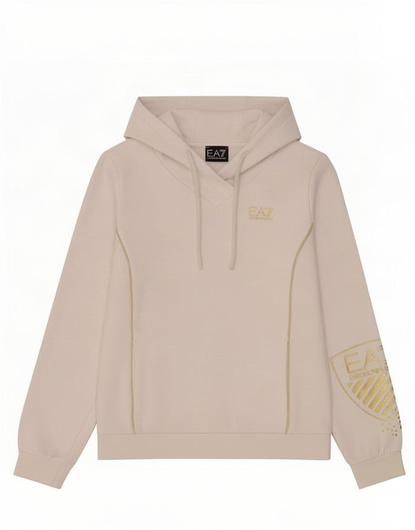 Felpa con cappuccio grafica da donna Emporio Armani UK 10 piccola bianca