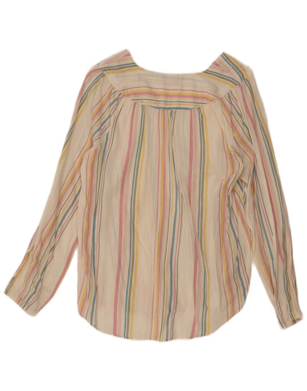 Camicetta a maniche lunghe da donna Nautica Top UK 10 piccolo cotone a righe beige