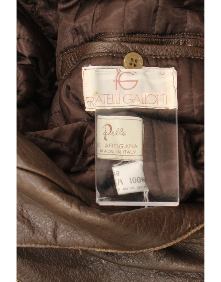 Giacca da motociclista in pelle da uomo vintage UK 38 Pelle marrone medio